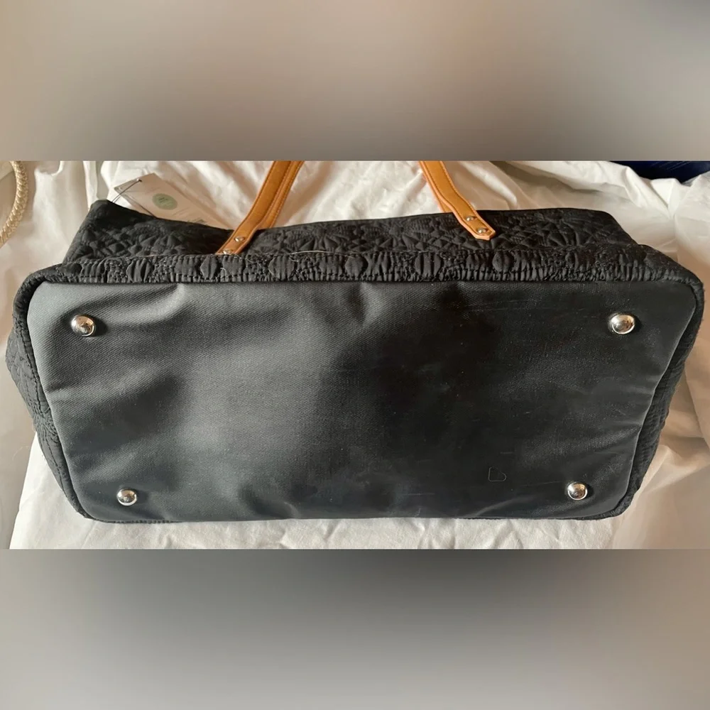 Petunia Pickle Bottom Black Quilted Diaper Bag and Changing Pad